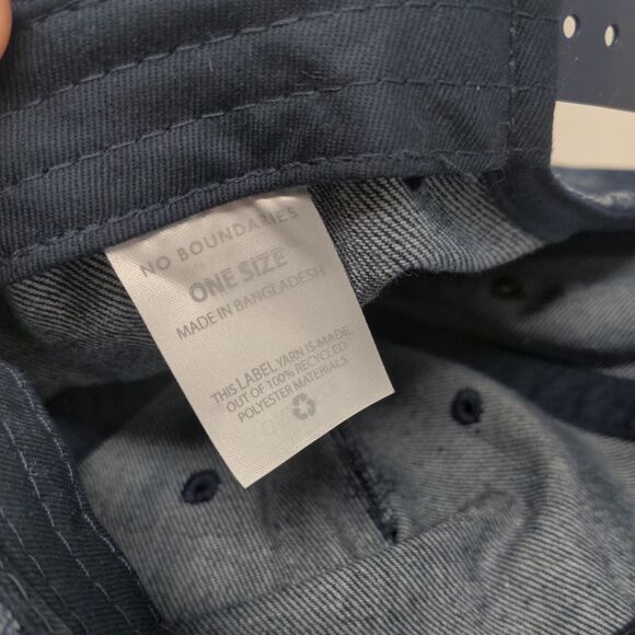 No Boundaries Snapback Hat Blue One Size Adjustable Vented Holes Denim Blank - Picture 8 of 8